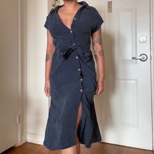 Navy blue button down Zara dress
